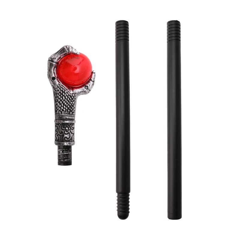 Vesil Halloween Wizard Staff, 30.7 Inch Collapsible Red Orb Wand, Plastic King Scepter Claw Staff Costume Accessory for Adults Kids Halloween Cosplay Prop - Image 2
